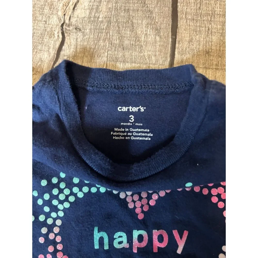 Carter’s Baby Girls “Happy Heart” Long Sleeve‎ Top Size 3 Months